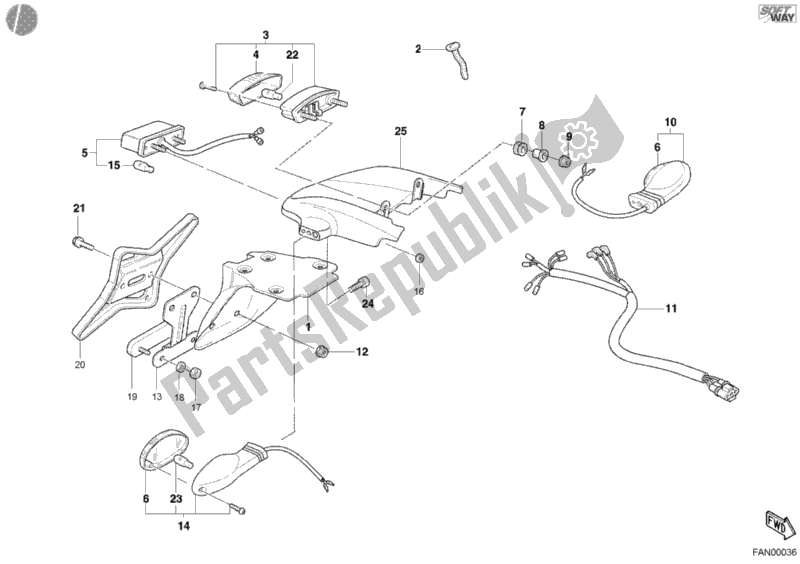 All parts for the Taillight of the Ducati Monster S4 Fogarty 916 2002